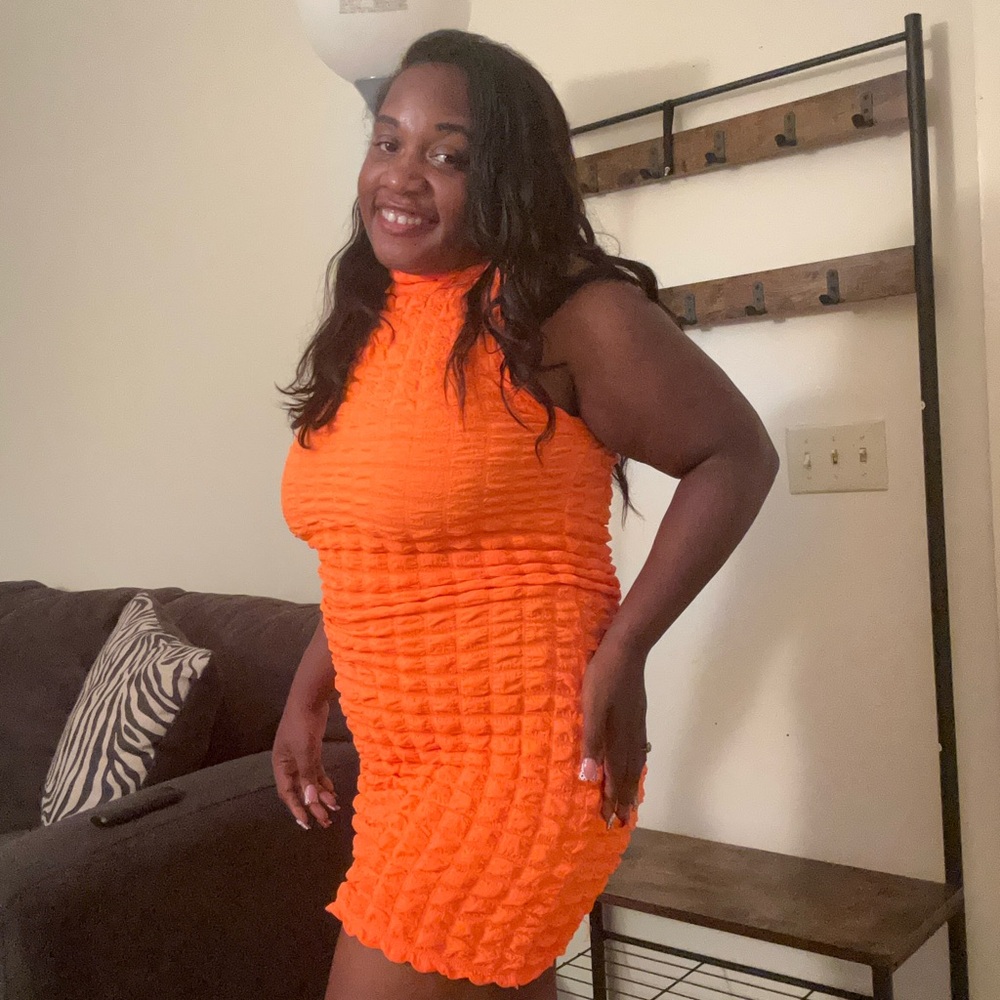 Vibrant Orange Sleeveless Dress